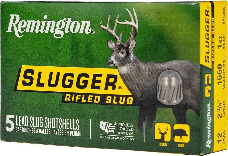 Remington Slugger 12 Gauge 2 3/4" Lead Rifled Slug, 438 Grain, 5-Rd