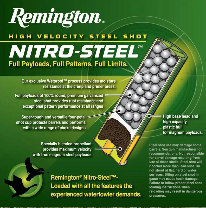 Remington Nitro-Steel 12 Gauge 3" #2 Shot, 1 1/4-Oz, 25-Rd