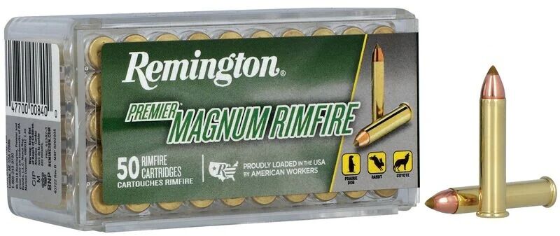 Remington Premier Magnum Rimfire .22 WMR, 33 Grain AccuTip-V Rifle Ammo, 50-Rd
