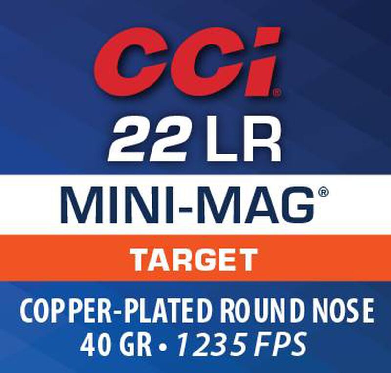 CCI Target Mini-Mag .22 LR, 40 Grain Copper Plated Round Nose Rifle Ammo, 100-Rd