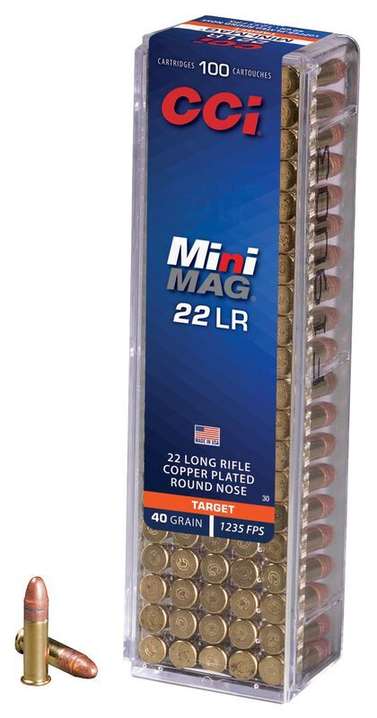 CCI Target Mini-Mag .22 LR, 40 Grain Copper Plated Round Nose Rifle Ammo, 100-Rd
