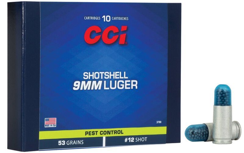 CCI Pest Control Shotshell 9mm, 53 Grain #12 Shot Pistol Ammo, 10-Rd