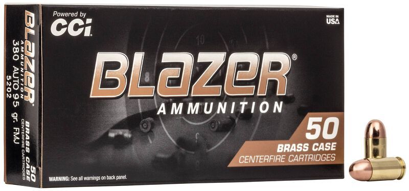 Blazer Brass .380 Auto, 95 Grain Full Metal Jacket Pistol Ammo, 50-Rd