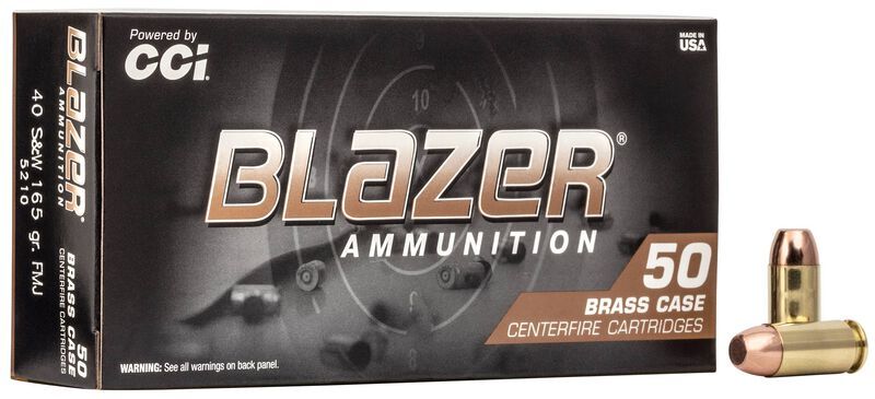 Blazer Brass .40 S&W, 165 Grain Full Metal Jacket Pistol Ammo, 50-Rd