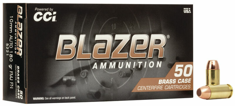 Blazer 10mm Auto, 180 Grain,FMJ Flat Nose Ammunition - 50 Rounds