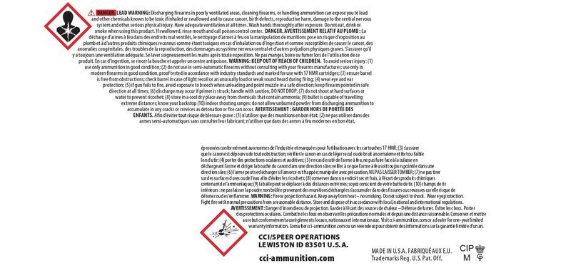 CCI A17 .17 HMR, 17 Grain Tipped Varmint Rifle Ammo, 200-Rd