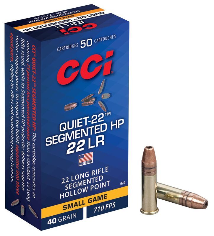 CCI Quiet-22 .22 LR, 40 Grain Segmented Hollow Point, 50-Rd