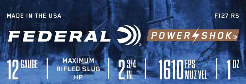 Federal Power-Shok 12 Gauge 2 3/4" Rifled Hollow Point Slug, 438 Grain, 5-Rd