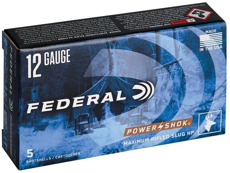 Federal Power-Shok 12 Gauge 2 3/4" Rifled Hollow Point Slug, 438 Grain, 5-Rd