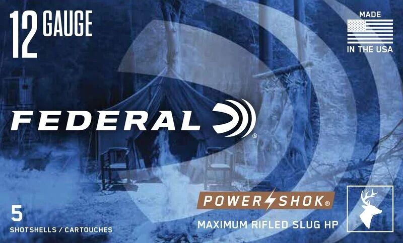 Federal Power-Shok 12 Gauge 2 3/4" Rifled Hollow Point Slug, 438 Grain, 5-Rd