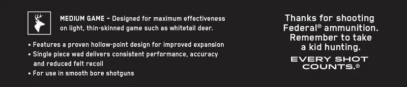 Federal Power-Shok 12 Gauge 2 3/4" Rifled Hollow Point Slug, 438 Grain, 5-Rd