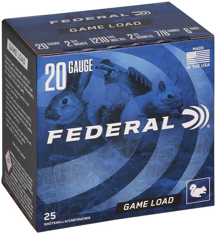 Federal Game Load Upland 20 Gauge 2 3/4" #6 Shot, 7/8-Oz, 25-Rd