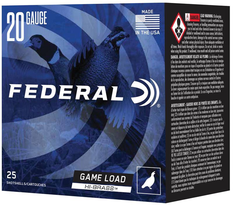 Federal Game Load Upland Hi-Brass 20 Gauge 2 3/4" #6 Shot, 1-Oz, 25-Rd
