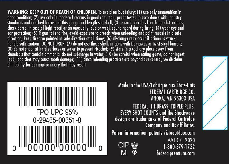 Federal Game Load Upland Hi-Brass 20 Gauge 2 3/4" #6 Shot, 1-Oz, 25-Rd