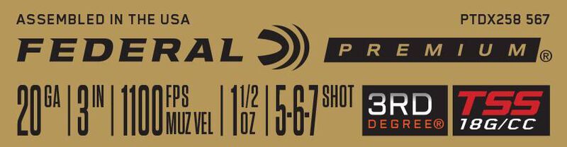Federal 3rd Degree With Heavyweight TSS 20 Gauge 3" #5/#6/#7 Shot, 1 1/2-Oz, 5-Rd