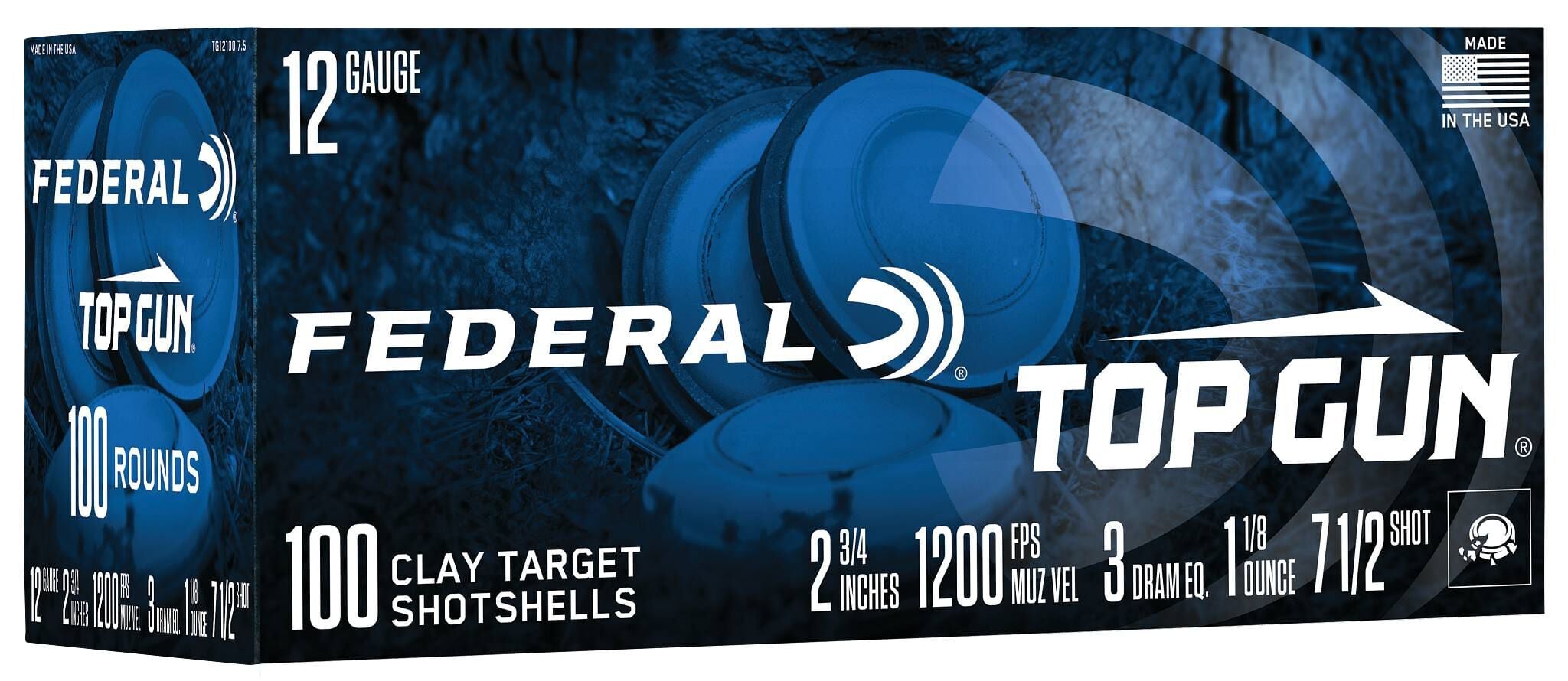 Federal Top Gun 12 Gauge 2 3/4", #7.5 Shot, 1 1/8 oz., 100 rd.