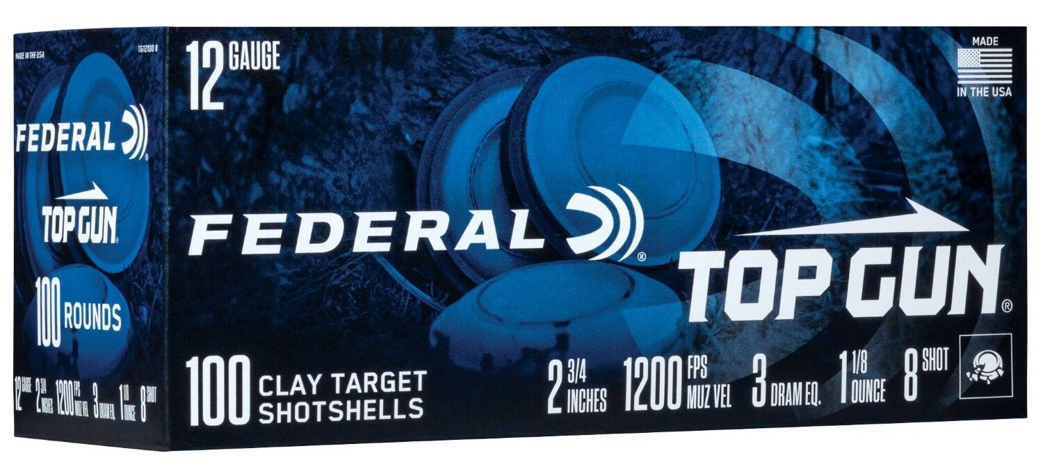 Federal Top Gun 12 Gauge 2 3/4", #8 Shot, 1 1/8 oz., 100 rd.