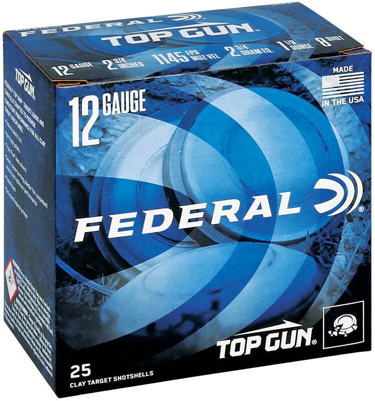 Federal Top Gun 12 Gauge 2 3/4" #8 Shot, 1 1/8-Oz, 25-Rd