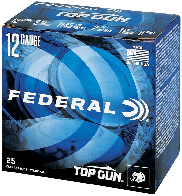 Federal Top Gun 12 Gauge 2 3/4" #8 Shot, 1 1/8-Oz, 25-Rd