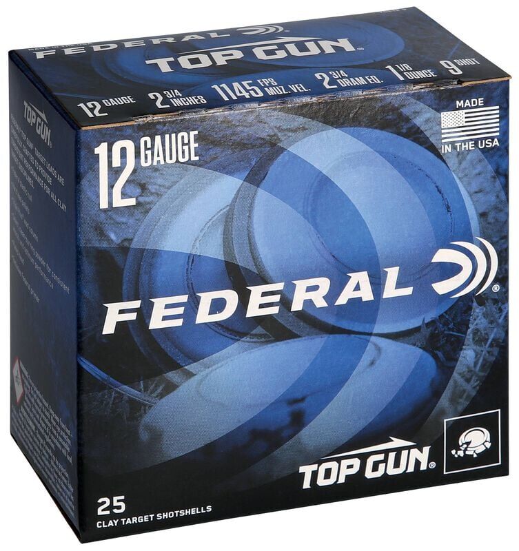 Federal Top Gun 12 Gauge 2 3/4" #9 Shot, 1 1/8-Oz, 25-Rd