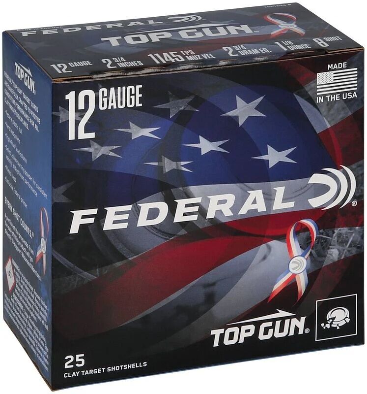 Federal Top Gun Red, White, & Blue 12 Gauge 2 3/4" #8 Shot, 1 1/8-Oz, 25-Rd