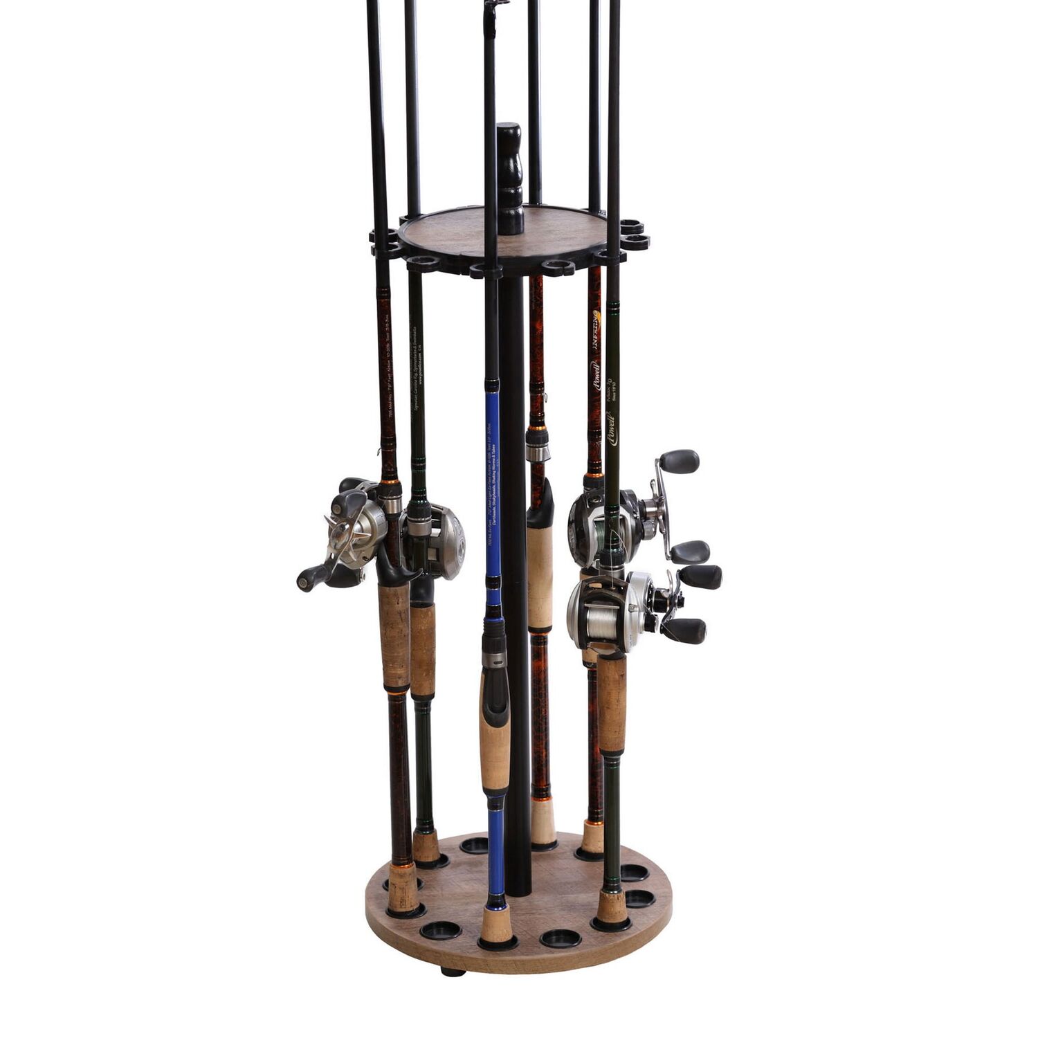 Old Cedar Outfitters Round Dressed Wood 12 Rod Capacity Floor Rack