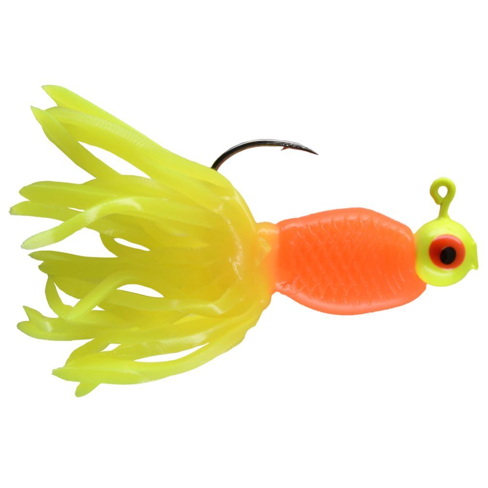 Chubbs Lures Panfish Broom Tail Chartreuse/Orange, 1/16-Oz, 3-Pk