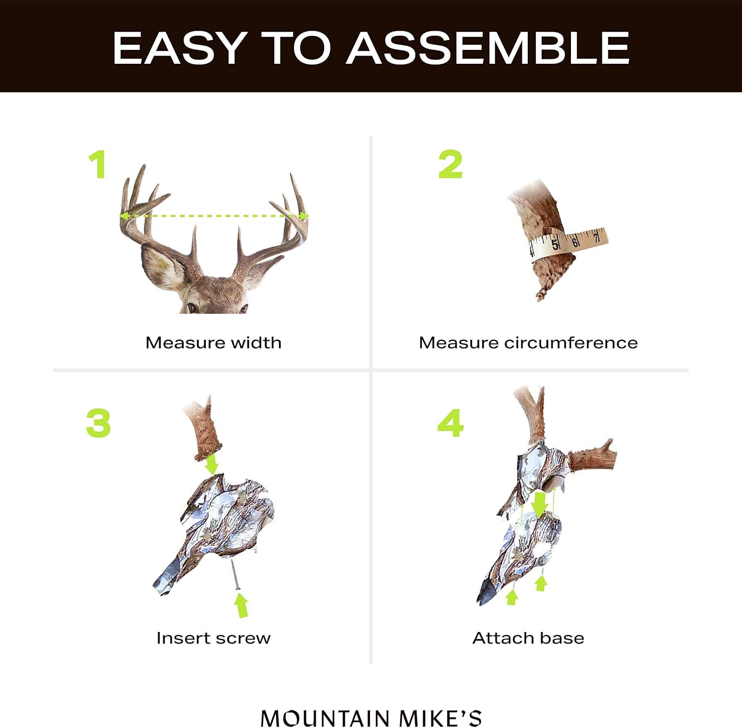 Mountain Mike's Snow Camo Dipped Skull Master Deer Antler Kit Mount Kit