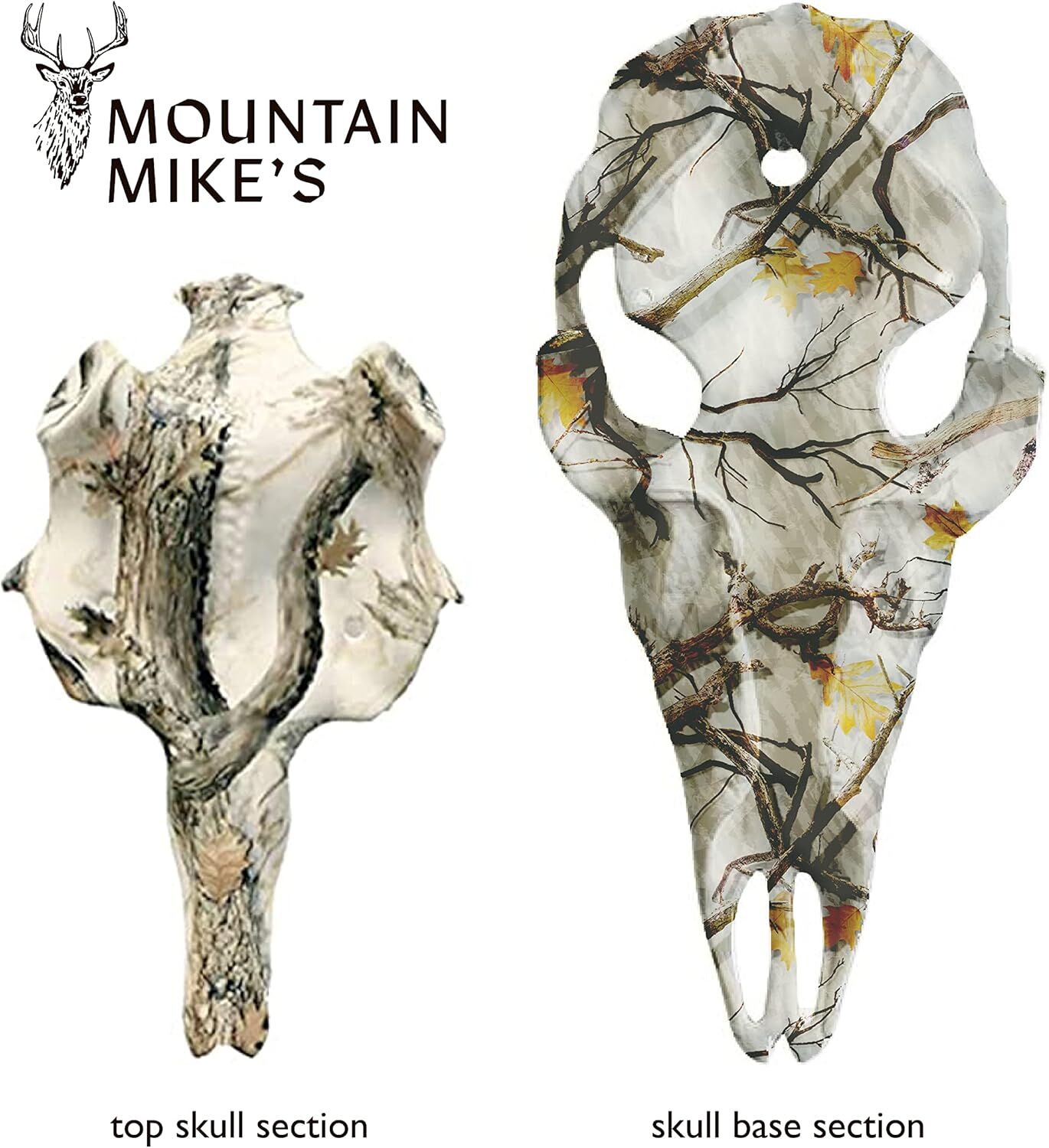 Mountain Mike's Snow Camo Dipped Skull Master Deer Antler Kit Mount Kit
