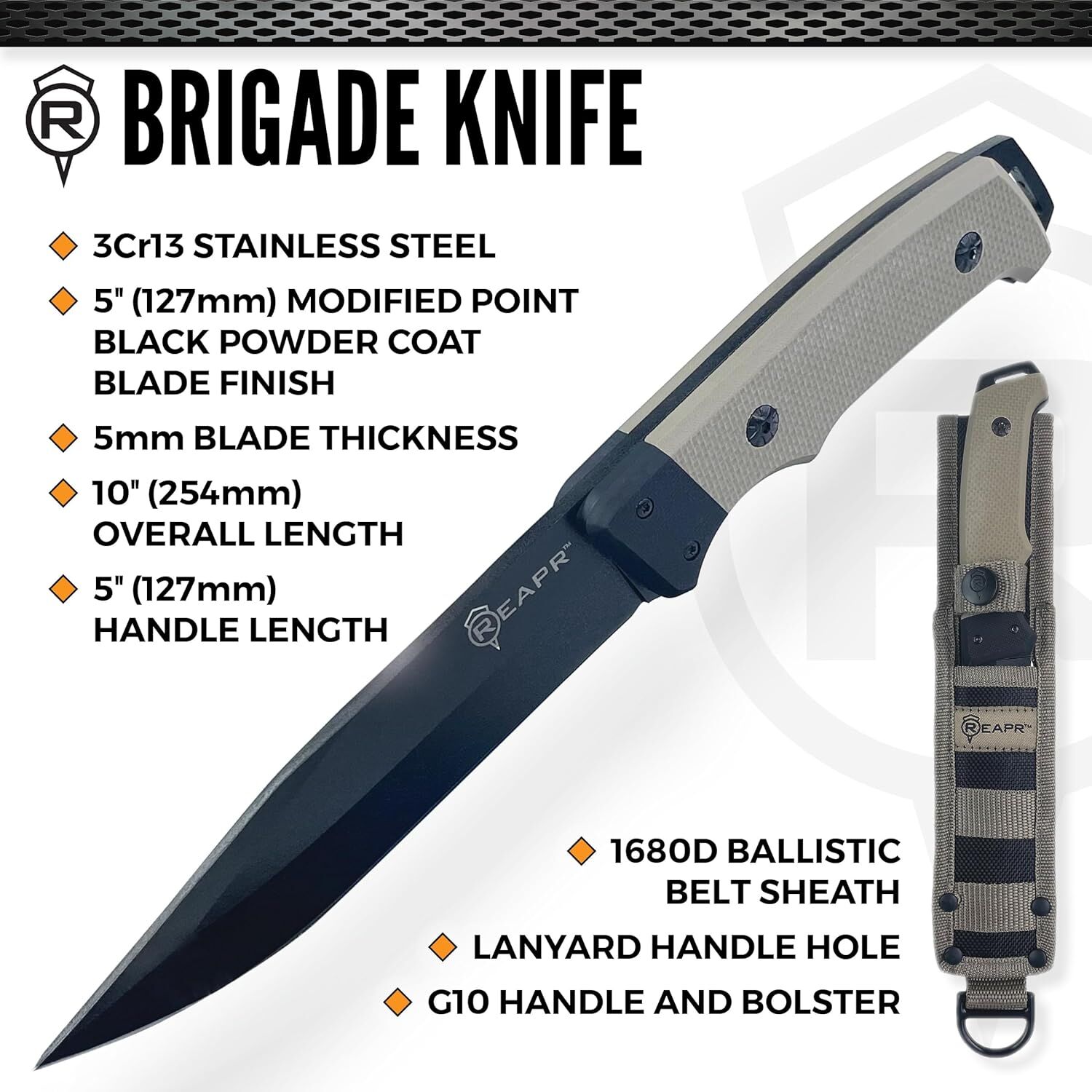 Reapr Brigade Fixed Blade Knife, 5-In