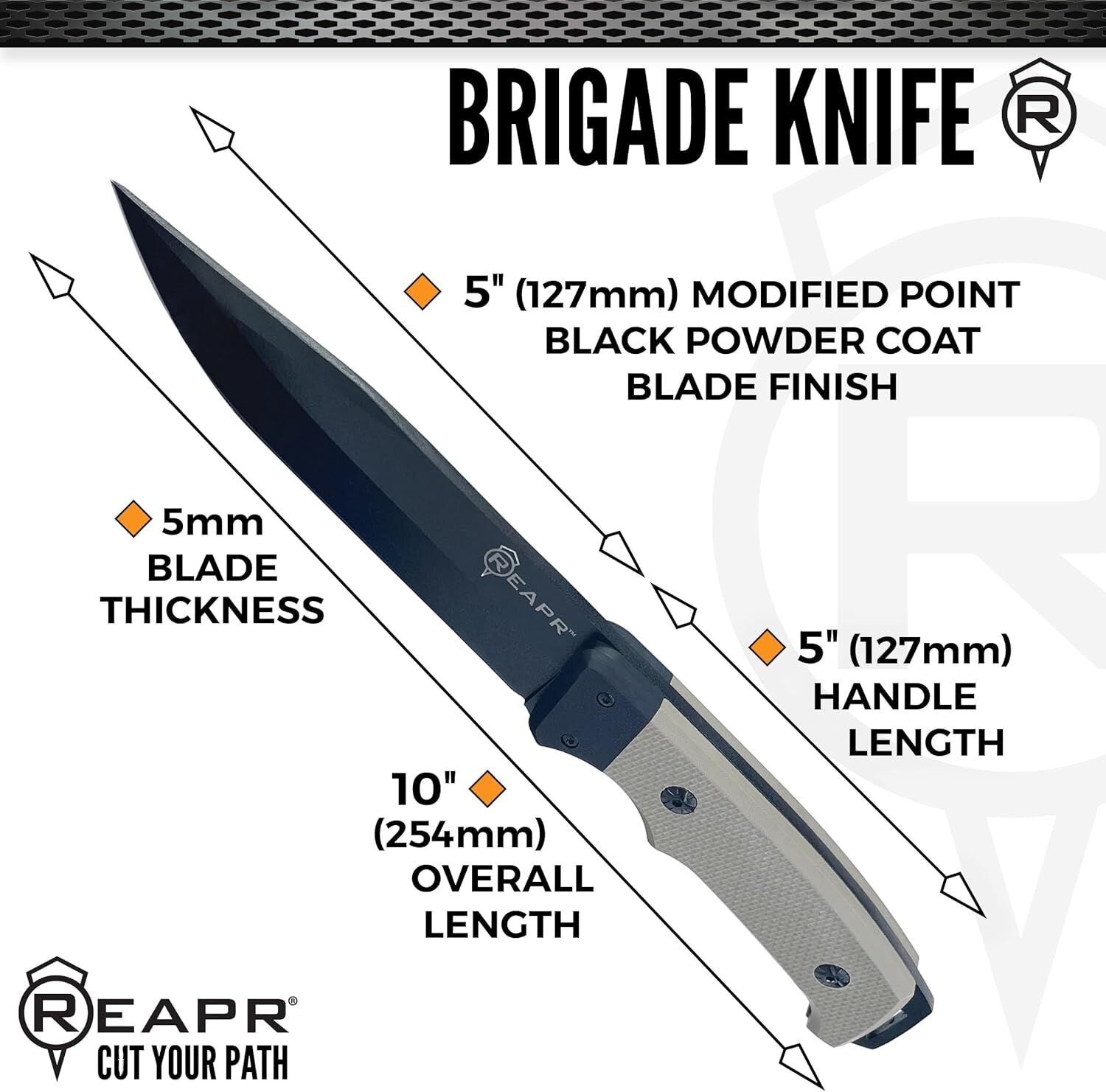 Reapr Brigade Fixed Blade Knife, 5-In