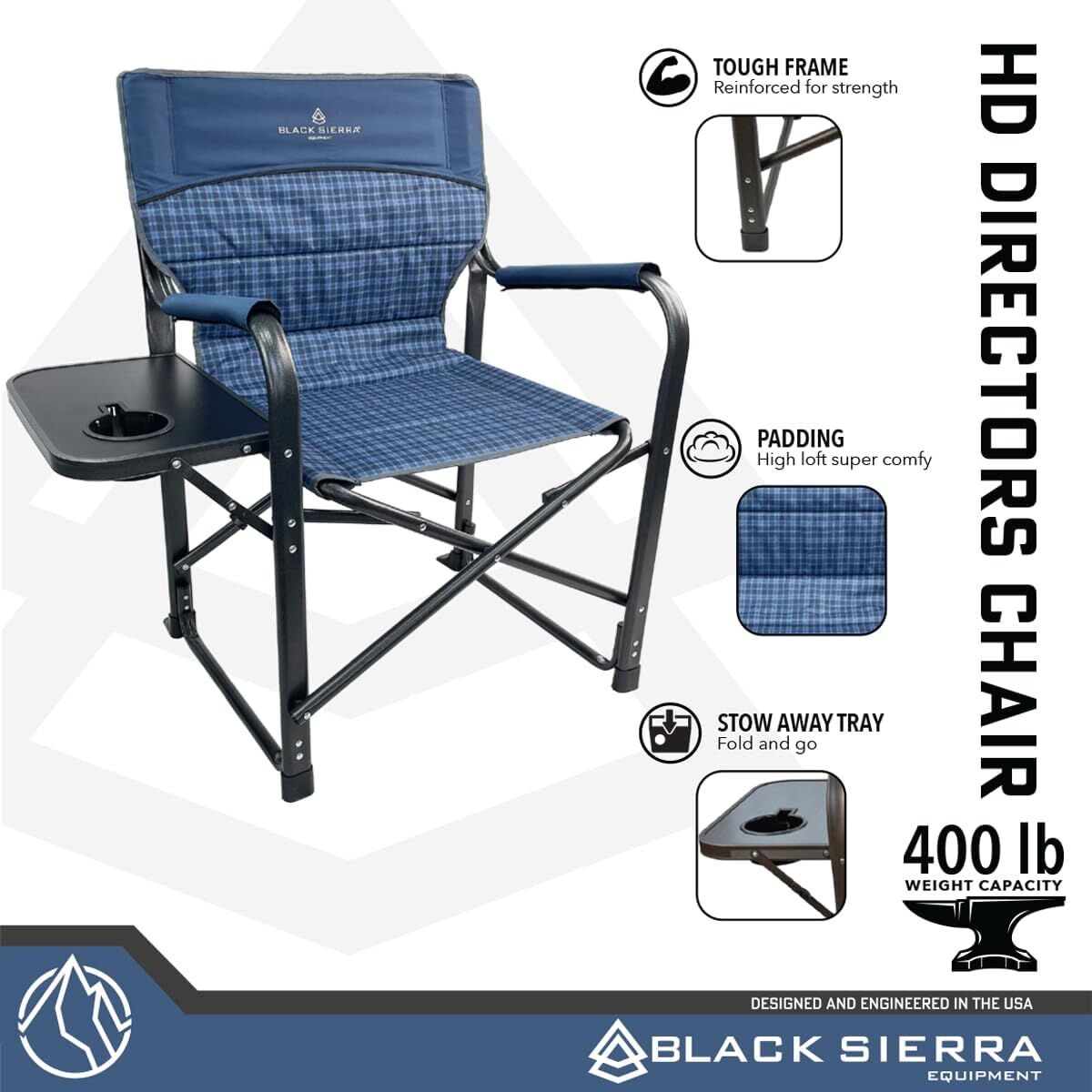 Black Sierra Blue HD Directors Chair