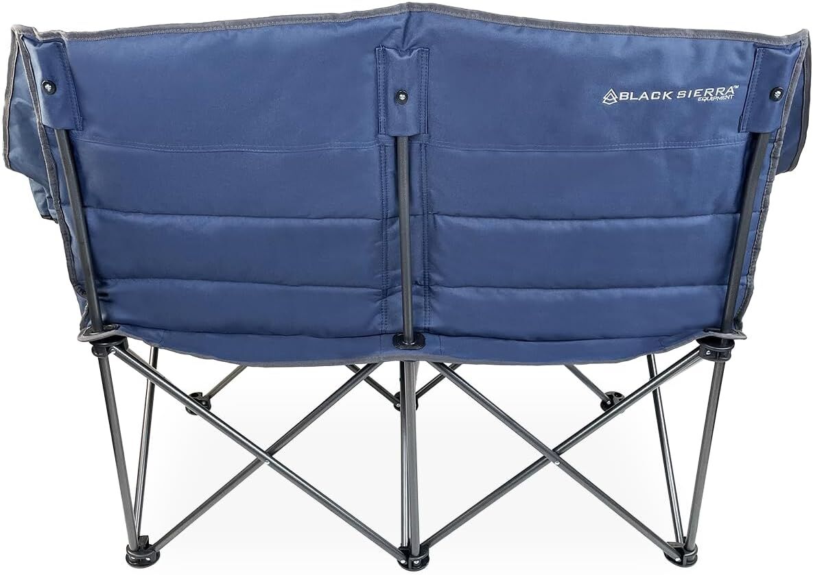 Black Sierra Doublewide Padded Folding Chair, Denim Blue