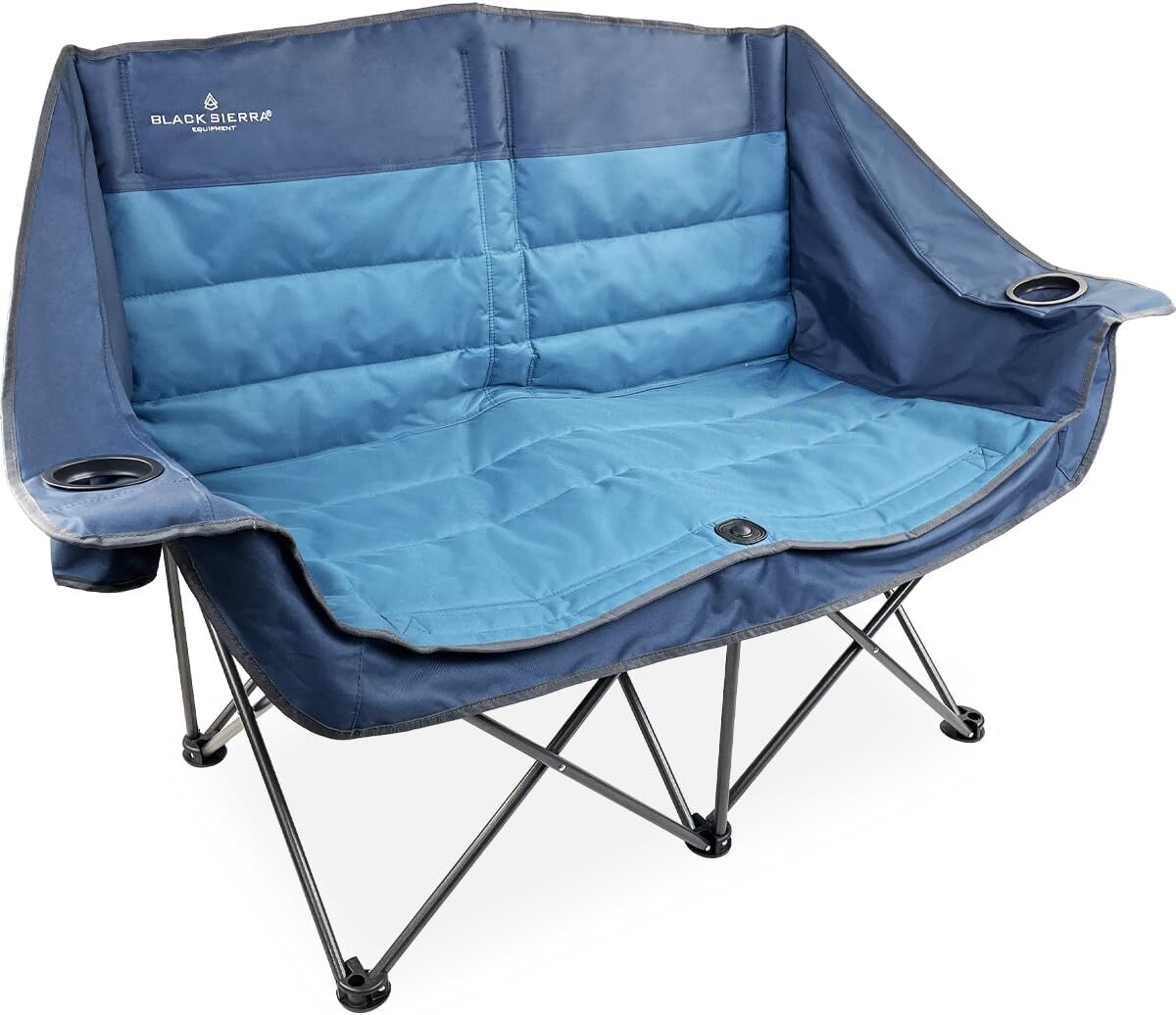 Black Sierra Doublewide Padded Folding Chair, Denim Blue