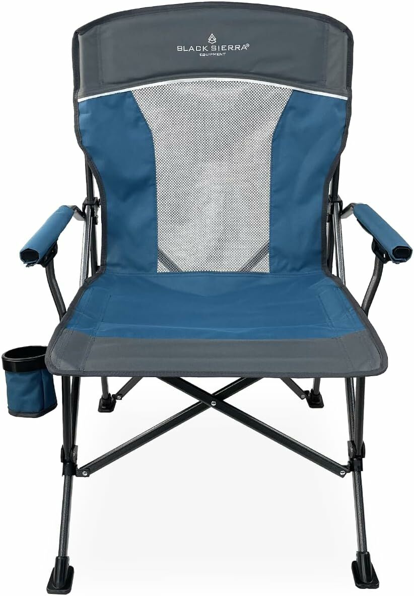 Black Sierra Alpha Hard Arm Camping Chair in Blue