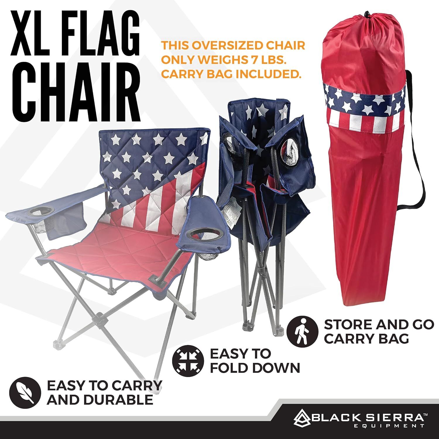 Black Sierra XL US Flag Chair