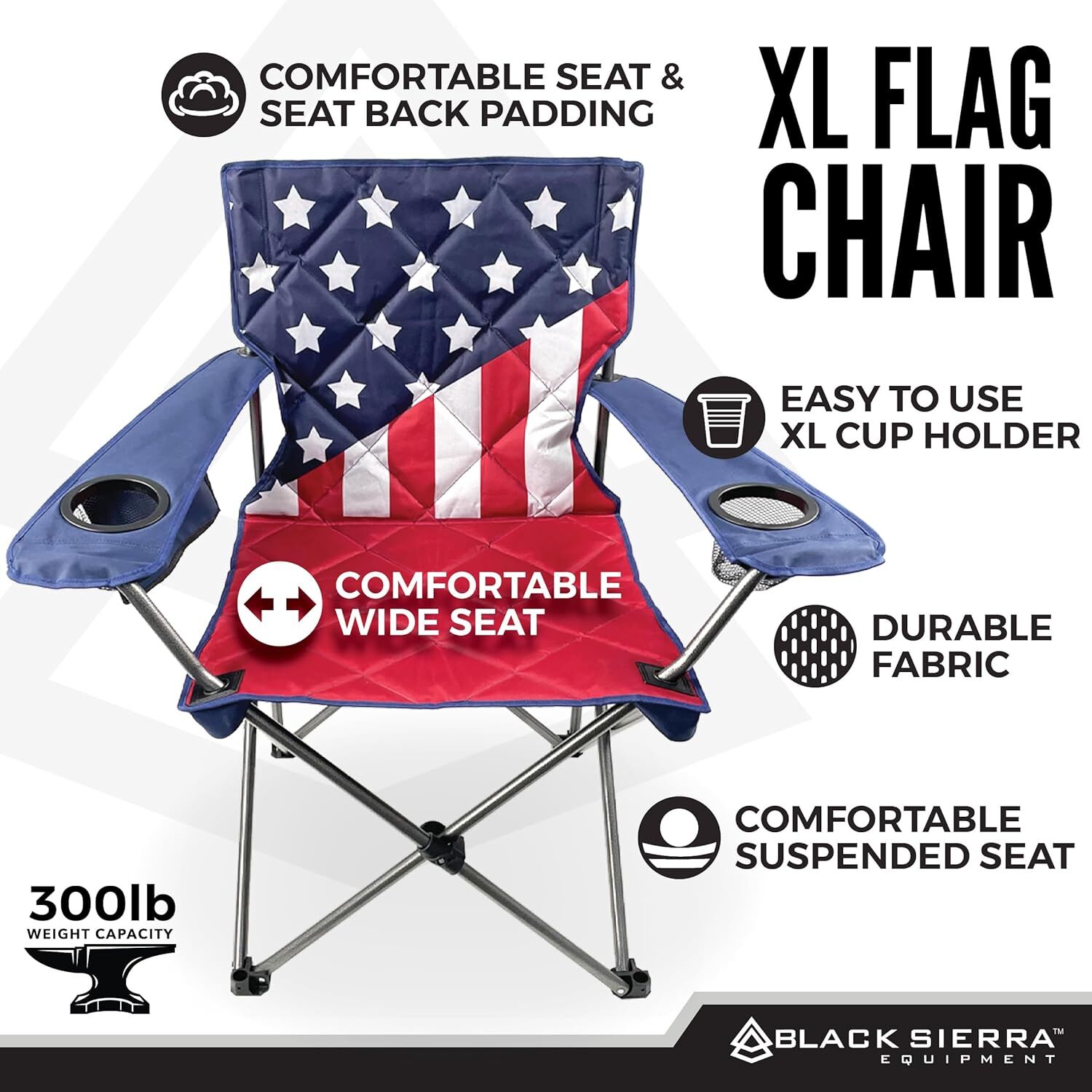 Black Sierra XL US Flag Chair