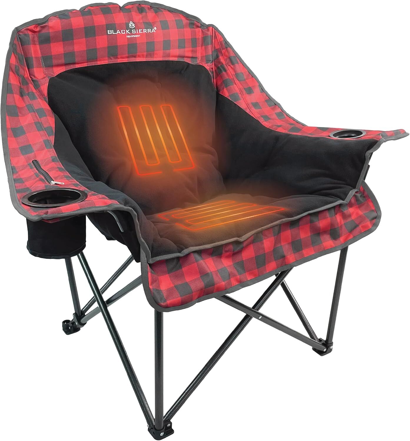 Black Sierra Heated Cloud Red Camp Chair