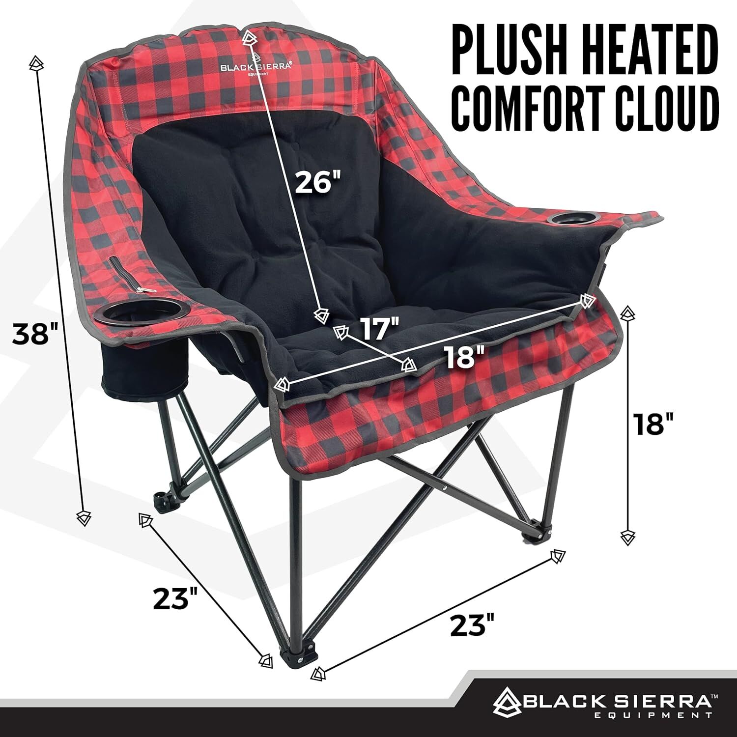Black Sierra Heated Cloud Red Camp Chair