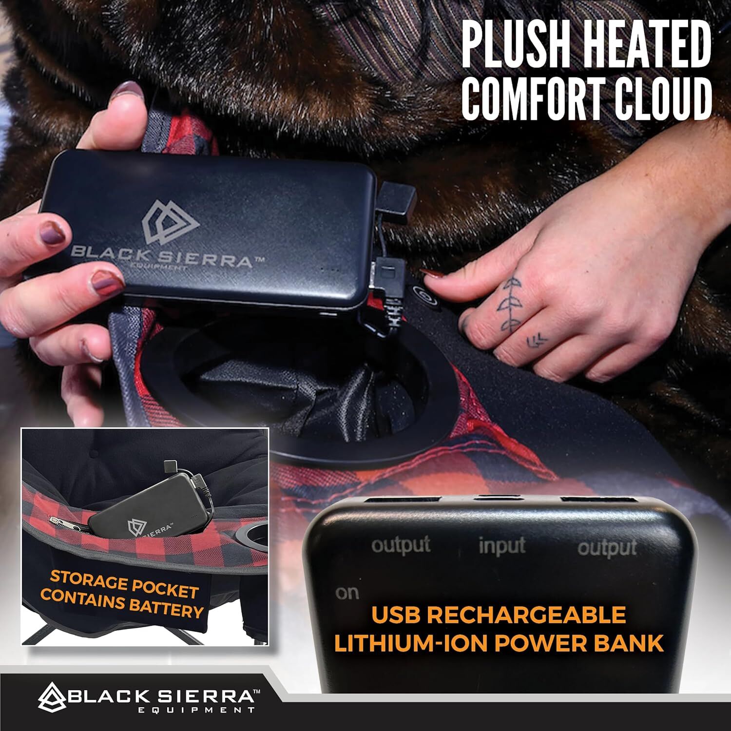 Black Sierra Heated Cloud Red Camp Chair