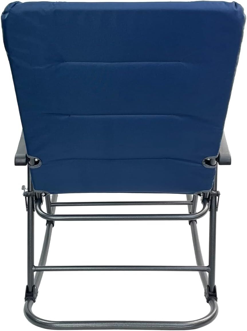 Black Sierra High Back Blue Plaid XL Oversize Folding Rocking Chair