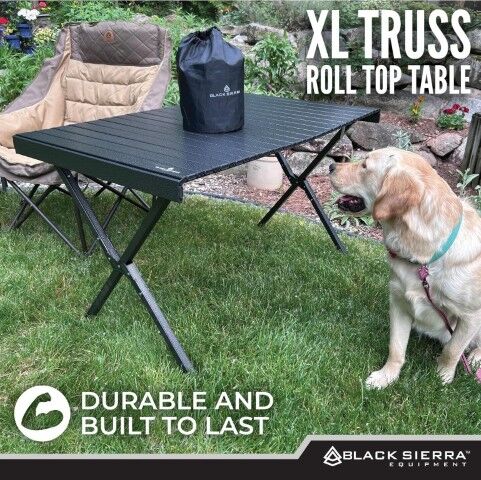 Black Sierra Extra Large Truss Roll Top Table, 44 1/2-In x 28-In x 28-In