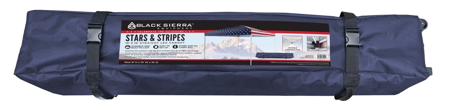Black Sierra Stars & Stripes Straight Leg Canopy, 10 ft. x 10 ft.