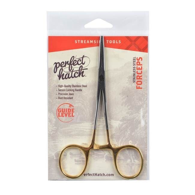 Perfect Hatch Gold Handle Stainless Steel Straight Forceps, 6-In