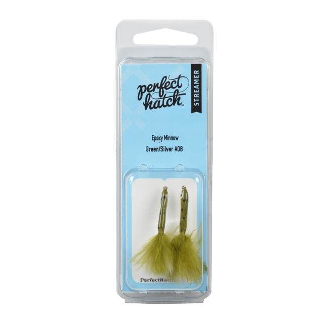 Perfect Hatch Streamer Epoxy Minnow Green/Silver Fly, #08