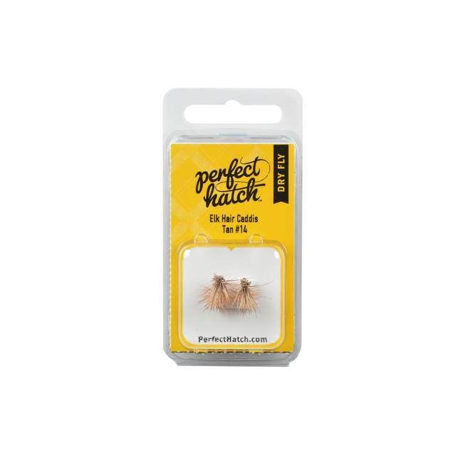 Perfect Hatch Dry Elk Hair Caddis Tan Fly Hook, Size 14