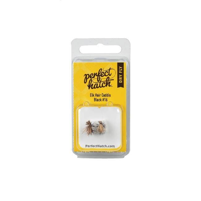 Perfect Hatch Dry Elk Black Hair Caddis Fly Hook, Size 16