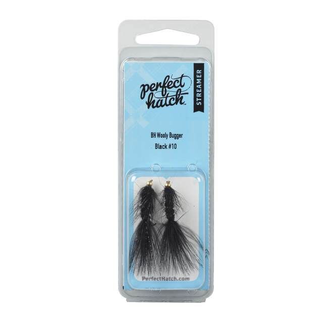 Perfect Hatch Streamer BH Wooly Bugger Black Fly, #10