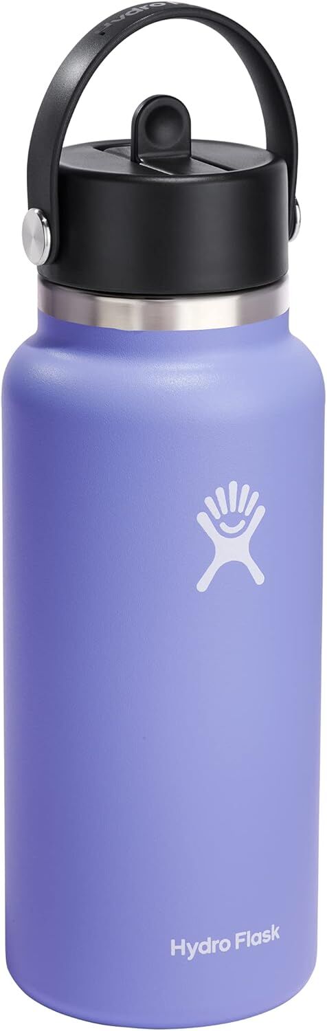 Hydroflask Water Bottle Wide Mouth with Flex Straw Cap Lupine, 32-Oz