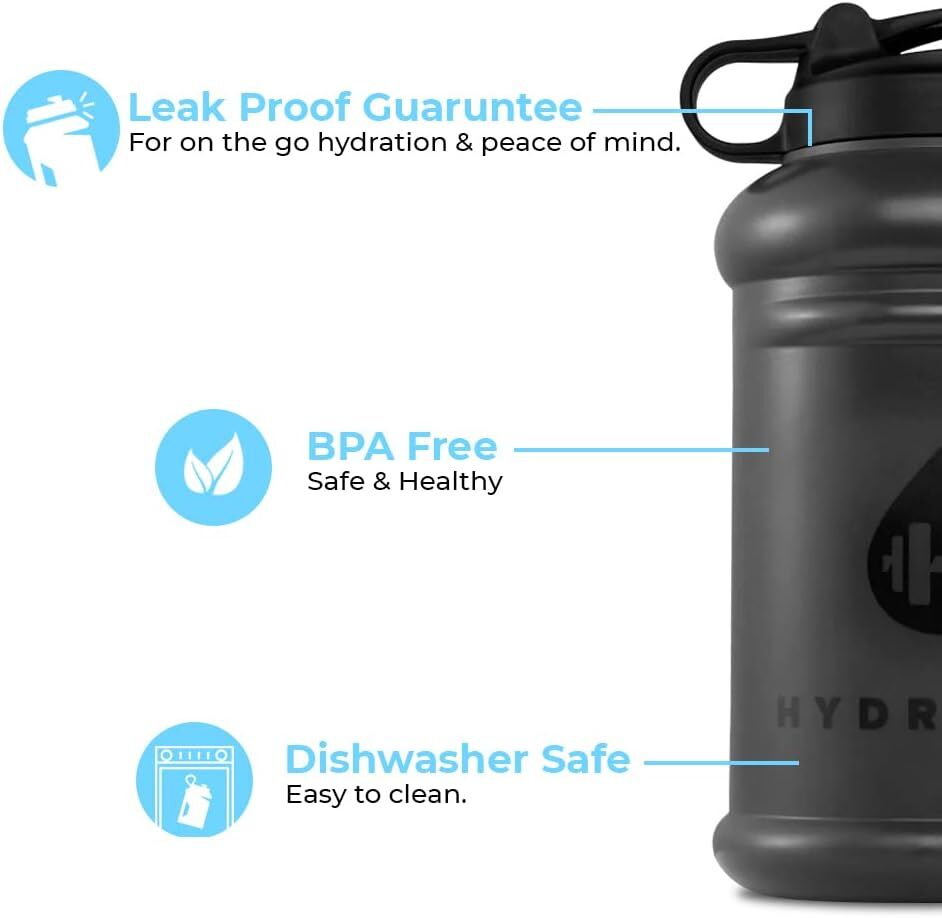 HydroJug Black Half Gallon Water Bottle, 72-Oz